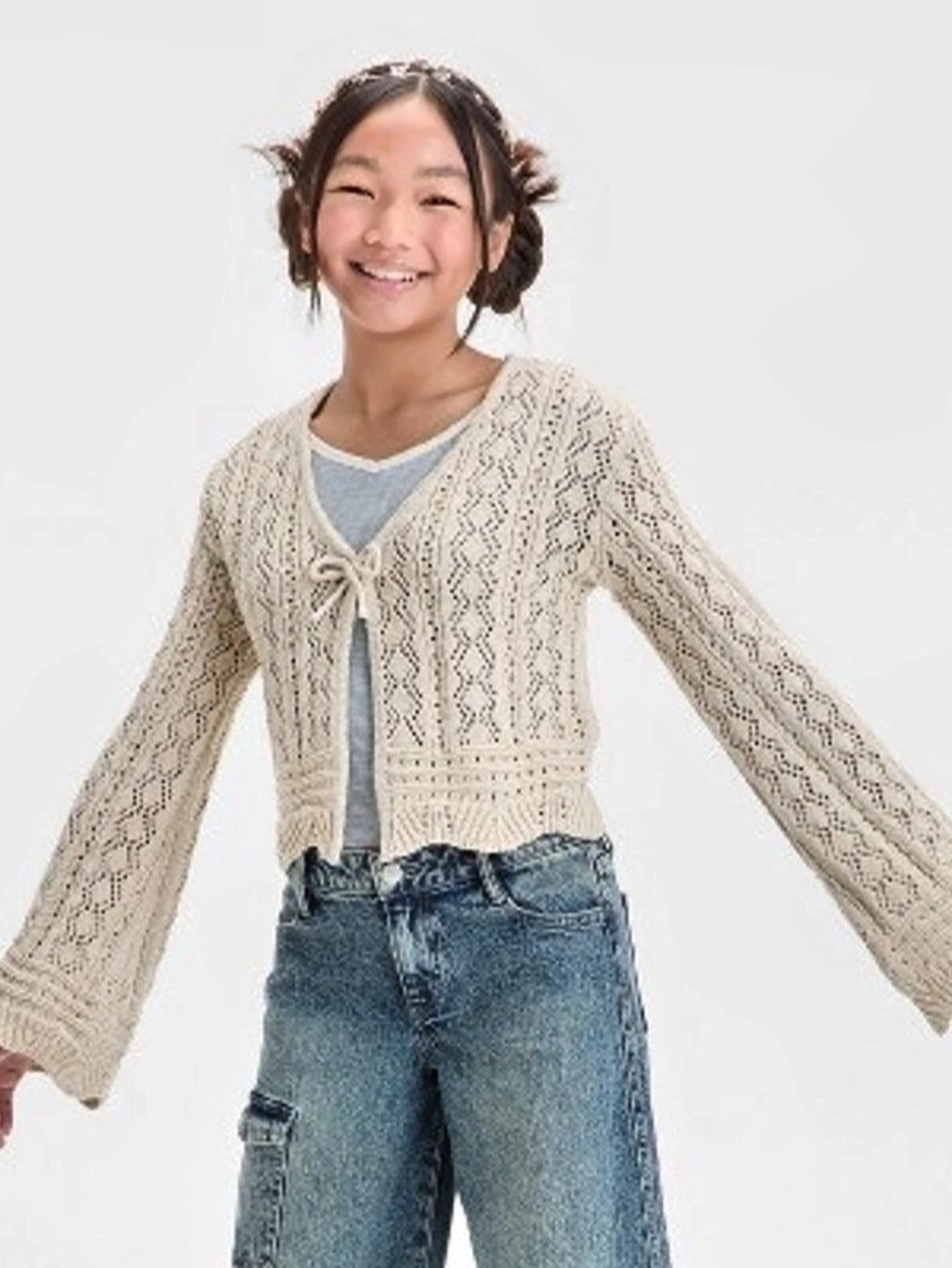 Girls' Open Knit Flyaway Cardigan - art class